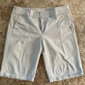 Loft women’s light blue/light grey shorts, size  12, 4 pockets, belt loops.
